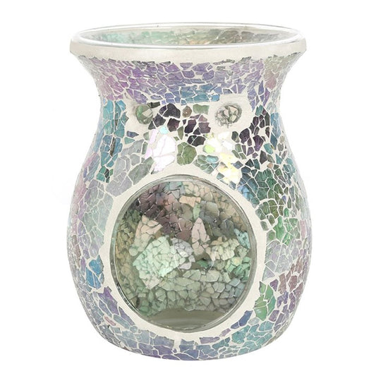 Large Light Blue Iridescent Crackle Oil Burner