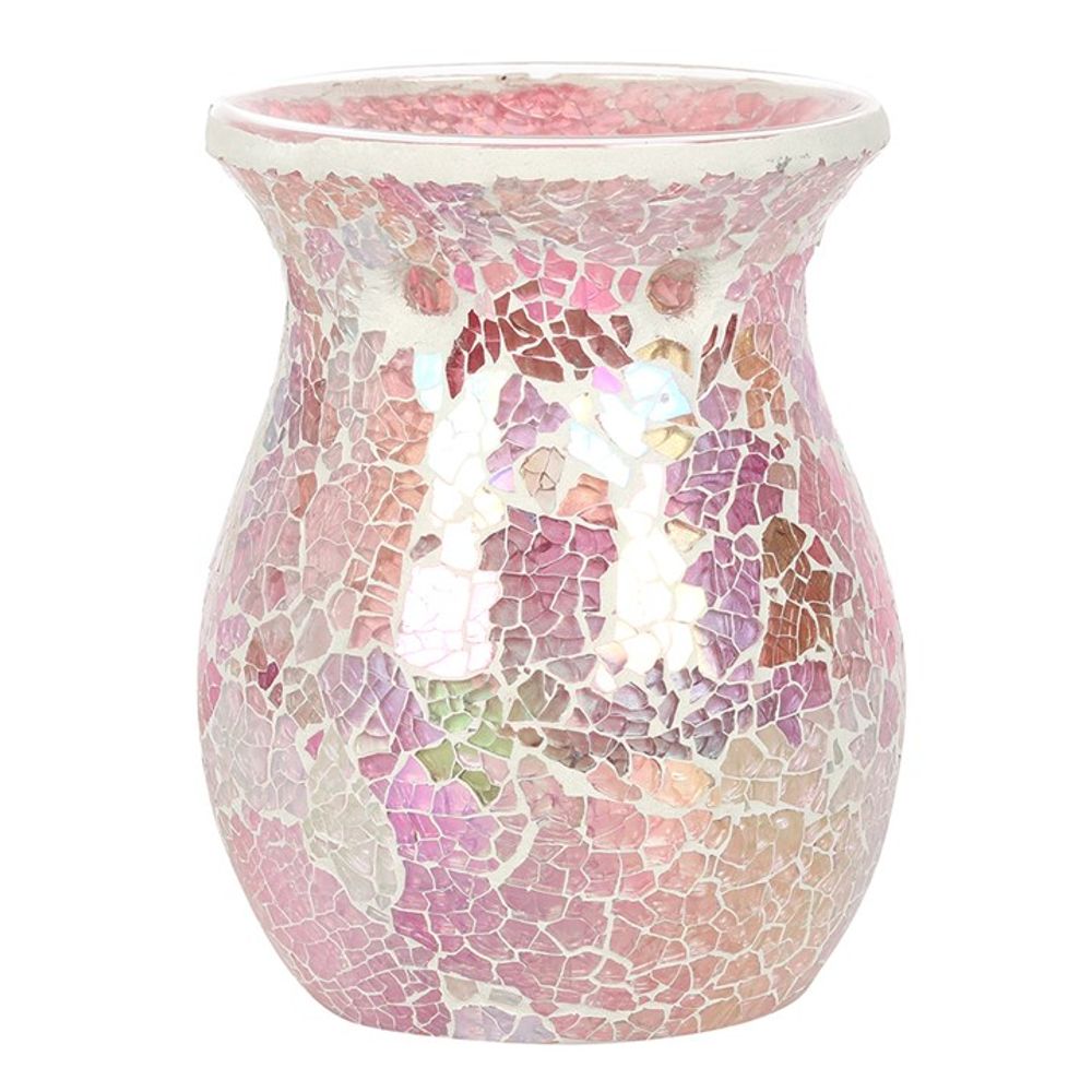 Large Pink Iridescent Crackle Oil Burner